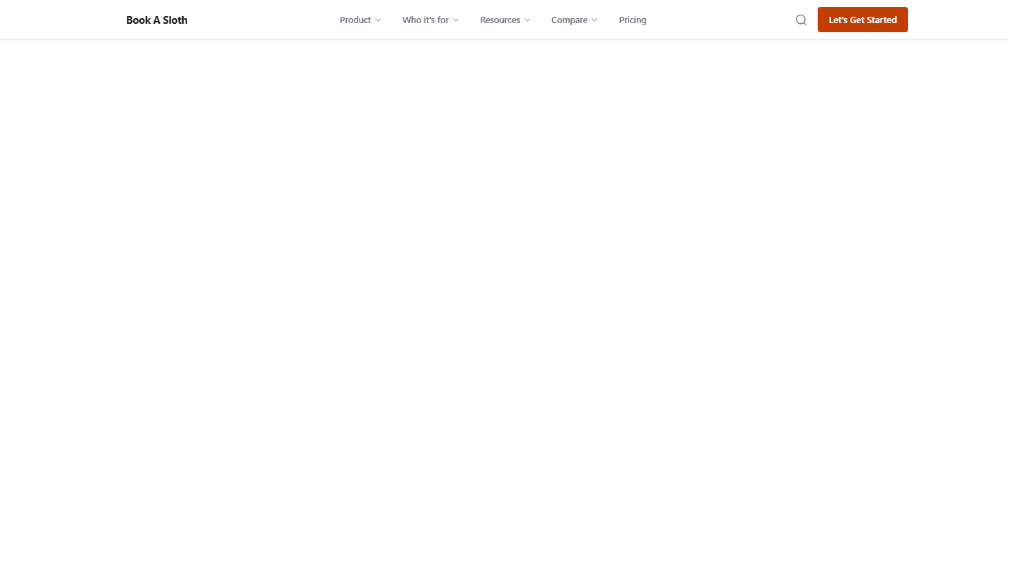 Book A Sloth, a modern booking platform design shown in a browser